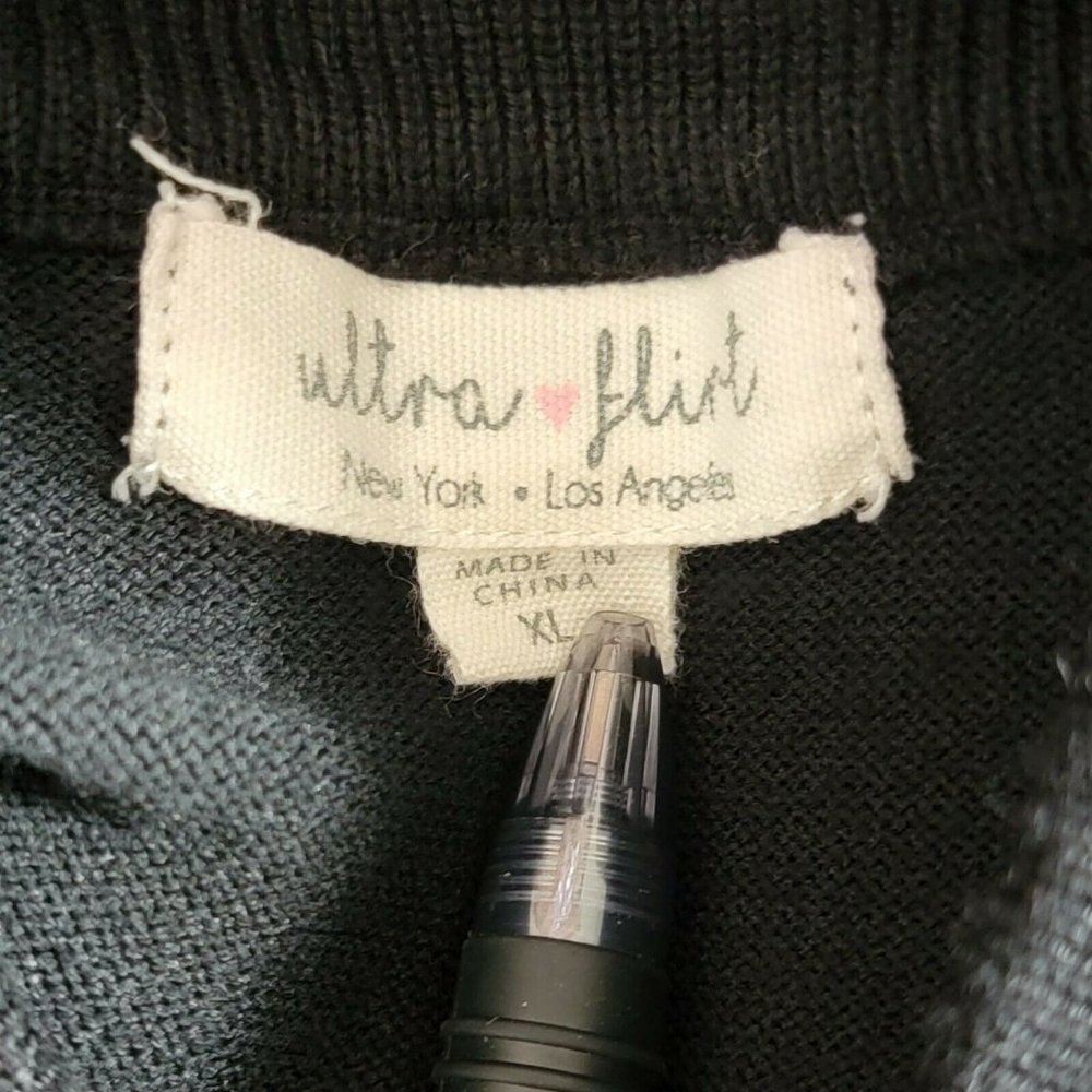 Ultra Flirt Knit Sweater Long Sleeve NOPE Funny Emoji Black - Picture 9 of 11